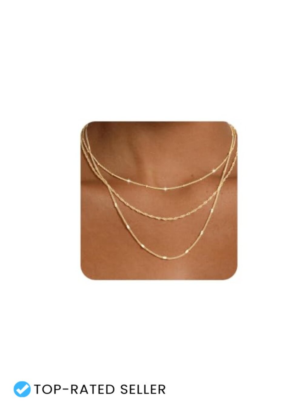 Layered 14k Gold Plated Necklace Set for Women, Stackable Jewelry Gift